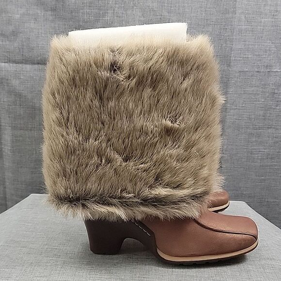 Timberland Baychester Boots NWOT - Women's Fur, Fold Down, Brown Leather 7M READ - Picture 4 of 10